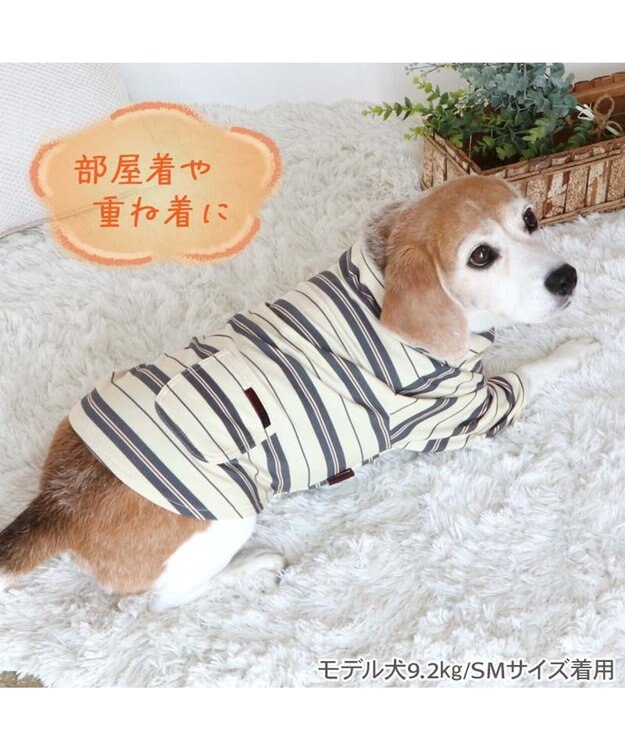 PET PARADISE ペットパラダイス  ペティヒー ト Tシャツ 《マルチボーダー 》中型犬 大型犬 ベージュ×グレー