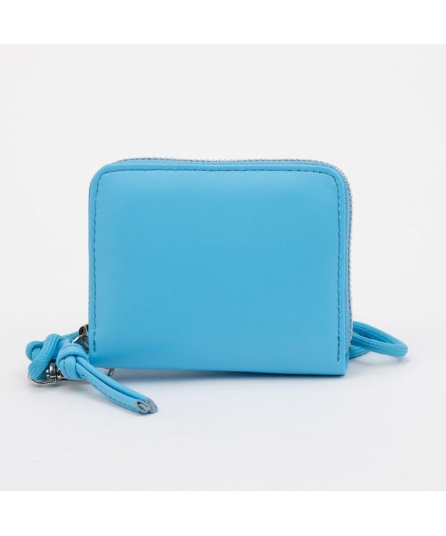 UNBILLION ペルケ perche / 蛍光レザーストラップ付き・ジャバラカードウォレット サックスブルー