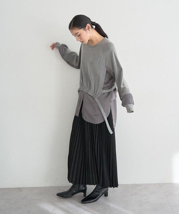 YECCA VECCA サテンプリーツスカート Ivory