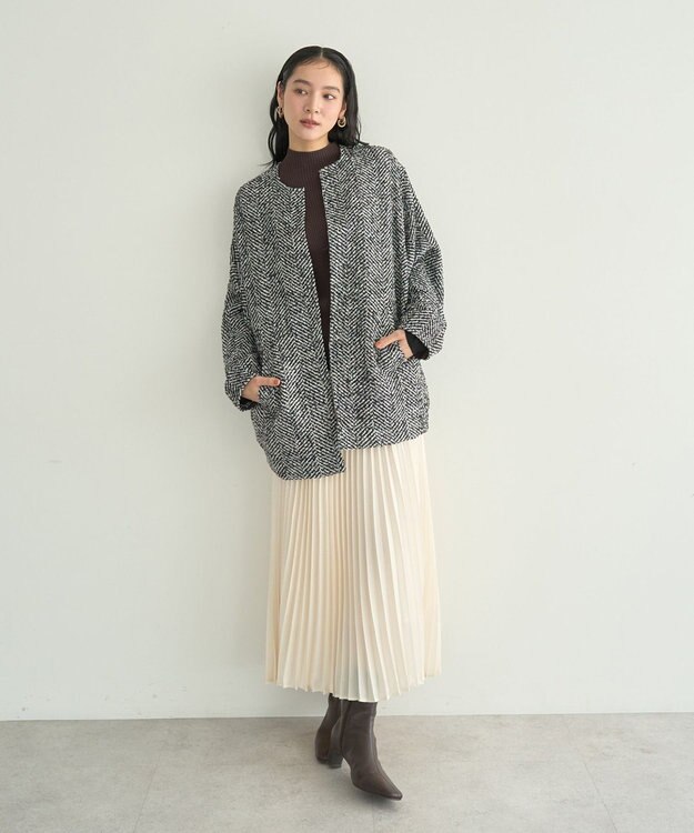 YECCA VECCA サテンプリーツスカート Ivory