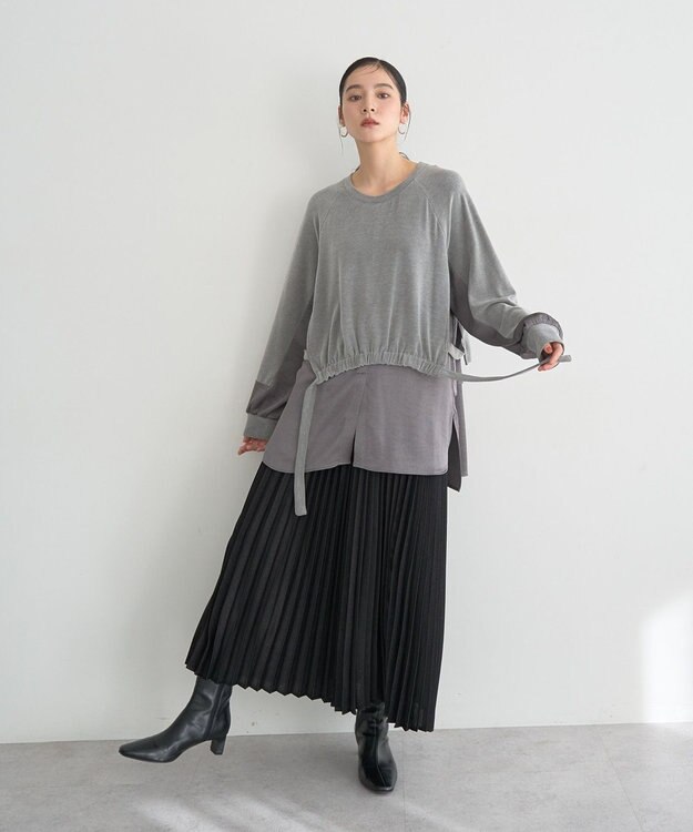 YECCA VECCA サテンプリーツスカート Ivory