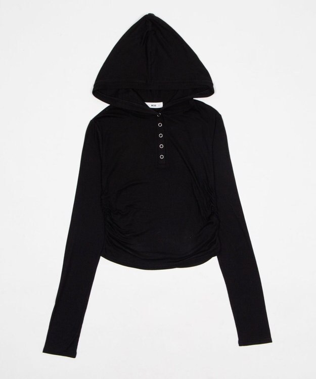 WEGO ヘンリーネックフードロンT ブラック