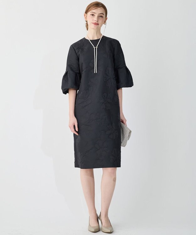 23区 L 【APPLAUDIR】マニフィークフラワージャカード ドレス ブラック系