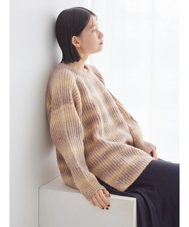 AMERICAN HOLIC グラデーションラグランニットプルオーバー Beige
