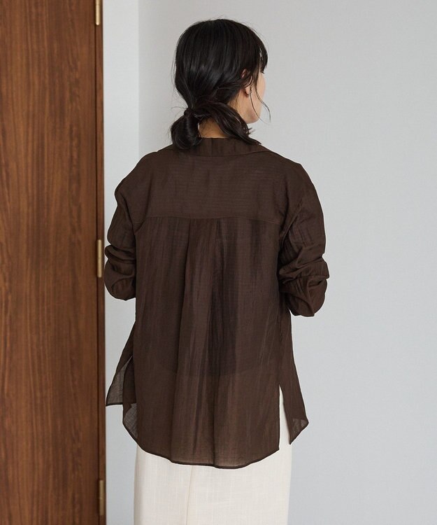 CRAFT STANDARD BOUTIQUE シアーオープンカラーシャツ Brown