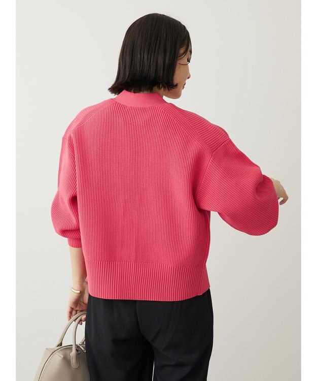 Green Parks スポンディシュ畦編みショート丈カーディガン Pink