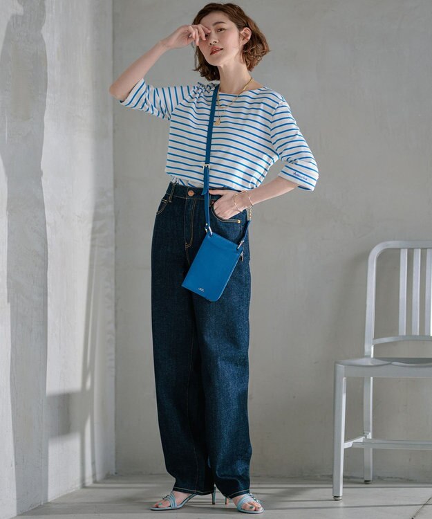 23区 【Oggi4月号掲載/一部店舗限定】Armor-lux 5分袖 ボーダー カットソー アイボリーxブルーボーダー