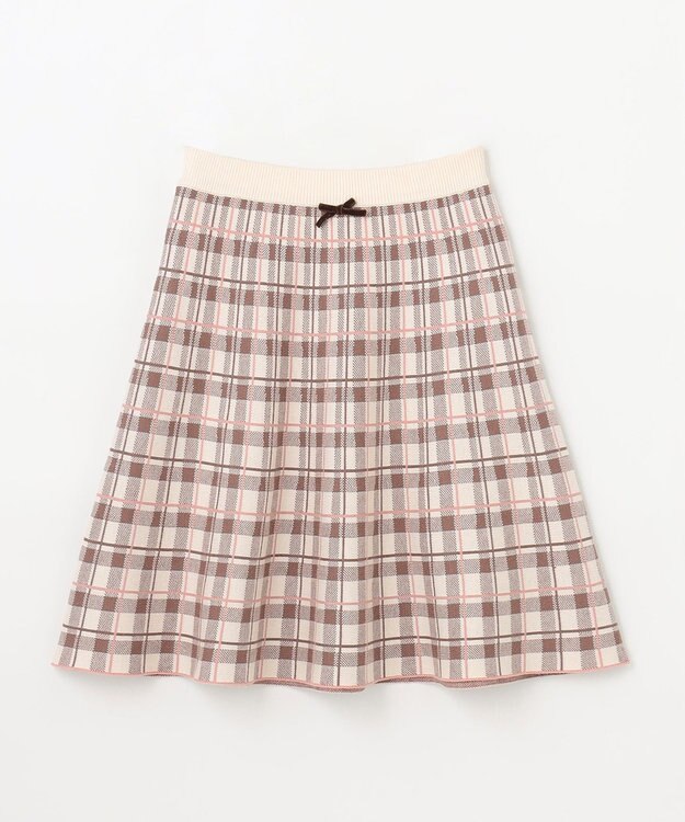 ANY KIDS しあわせタッチ ニット スカート モカチェック