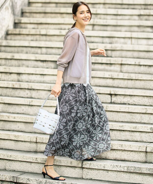 自由区 【カタログ掲載】ロータスタイルプリント スカート ブラウン