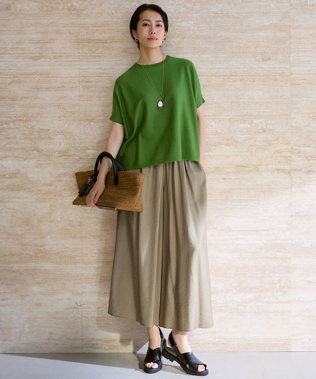 自由区 S 【カタログ掲載・ご好評アイテム・累計2500本・新色追加・ウエストゴム・セットアップ対応】エアリーツイルキュロット パンツ ［新色］ライトベージュ