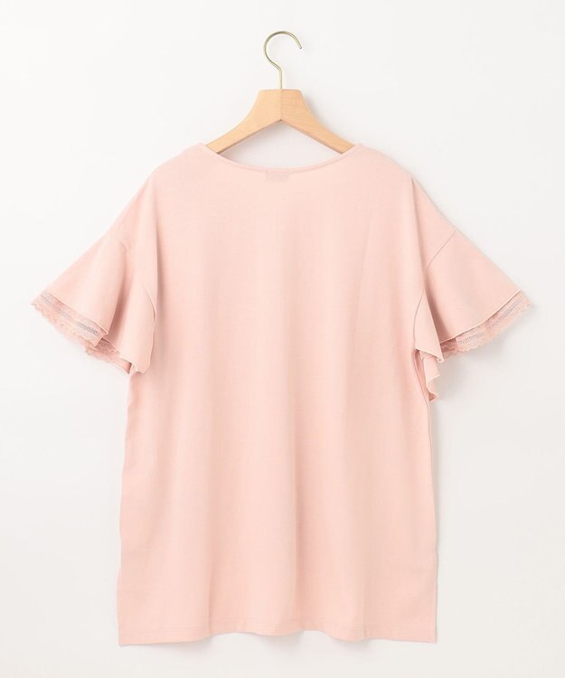 組曲 【汗ジミ防止・撥水】GIZAプレーティング天竺袖フリル カットソー ピンク系