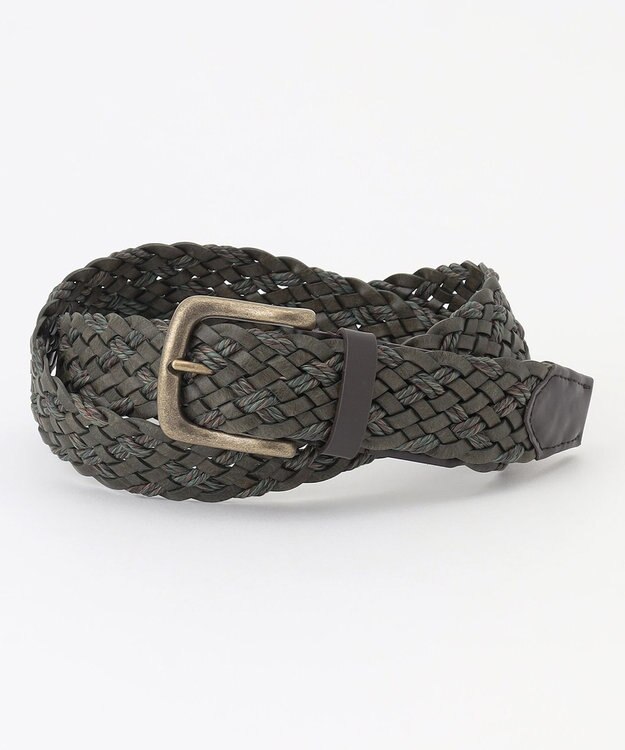 JOSEPH ABBOUD 【イタリア素材/日本製】レザーミックスブレイズ ベルト オリーブ系7