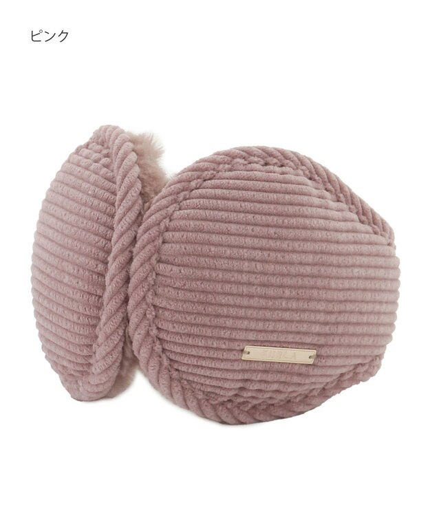 MOONBAT FURLA(フルラ) コーデュロイ×ファー バックアームイヤマフ ピンク