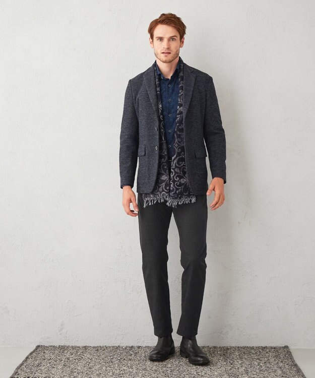 JOSEPH ABBOUD 【裏起毛/ストレッチ】5ポケットオーガニックカルゼ パンツ ネイビー系