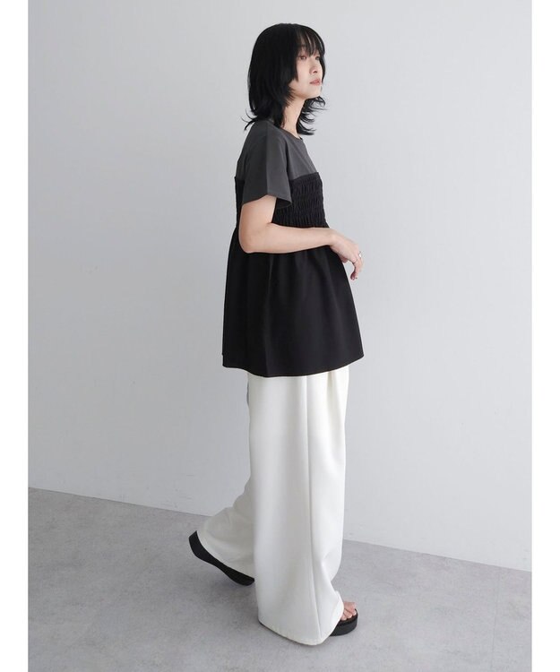 Green Parks シャーリングサテンドッキングプルオーバー Black