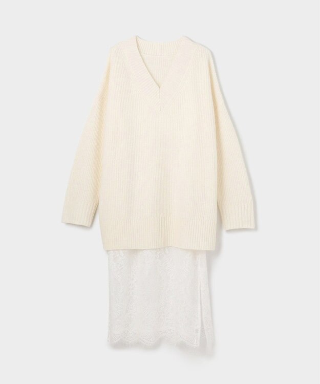 GRACE CONTINENTAL シアーレースニットワンピース キナリ