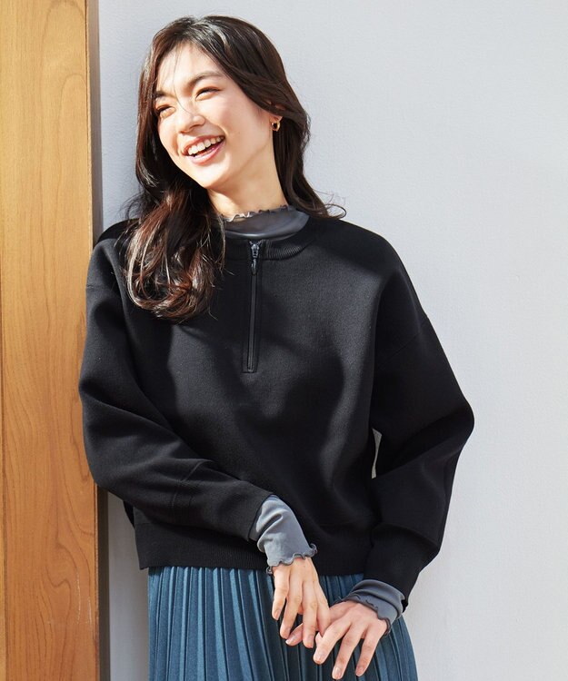 ANY L ミラノリブジップニット ブラック