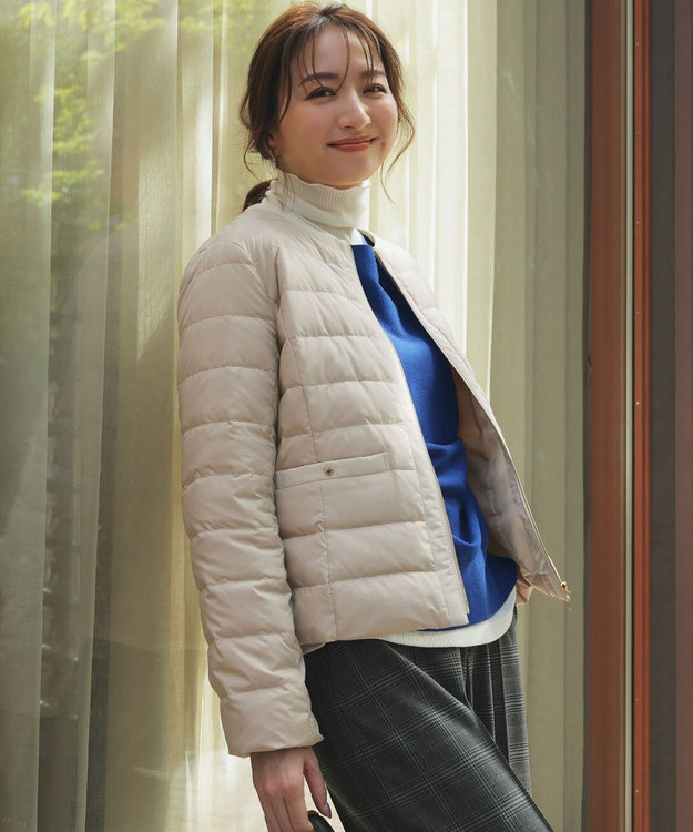 ANY SIS 【2WAY】ノーカラーダウン ジャケット ベージュ