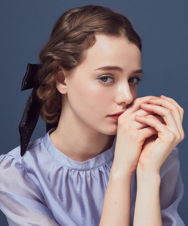 Maison de FLEUR ランダムビジューリボンバレッタ Black