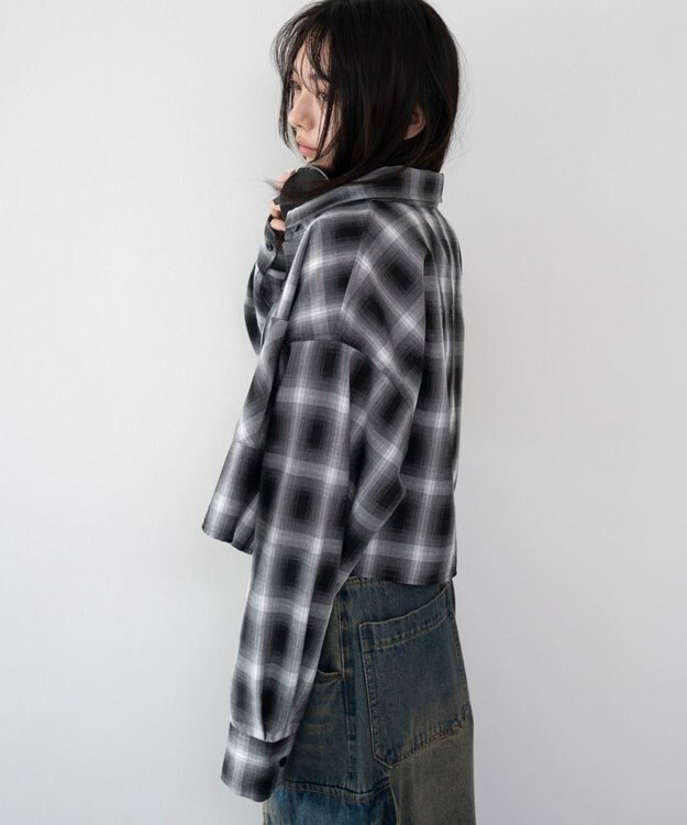 WEGO ショートチェックシャツ ブラック