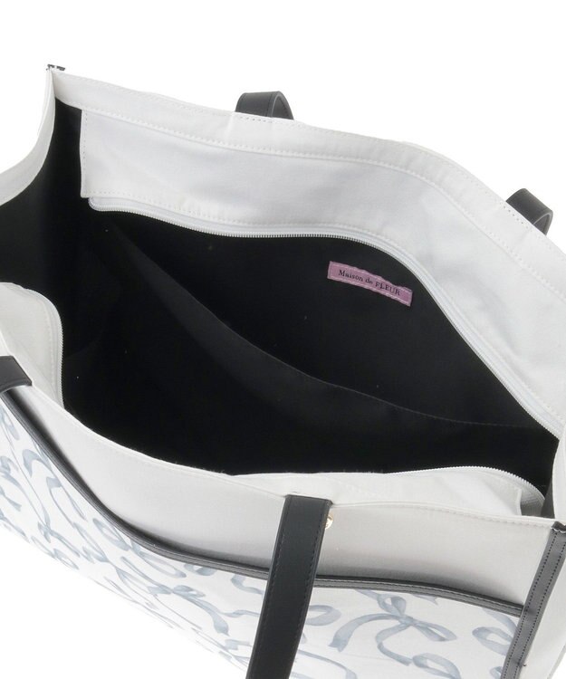 Maison de FLEUR リボンプリントスクエアトートバッグ Black
