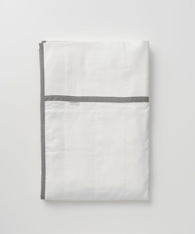 京和晒綿紗 ガーゼケット　白5重合わせ グレーバイアス