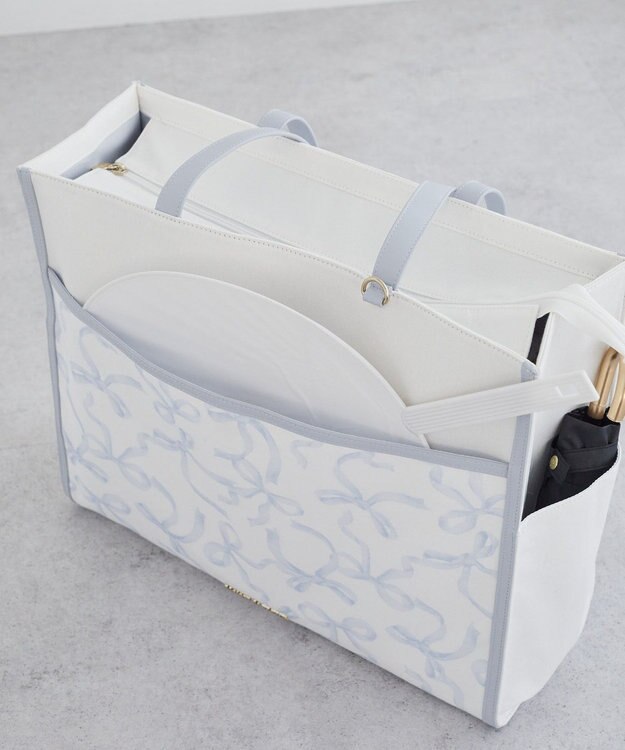 Maison de FLEUR リボンプリントスクエアトートバッグ Light Blue