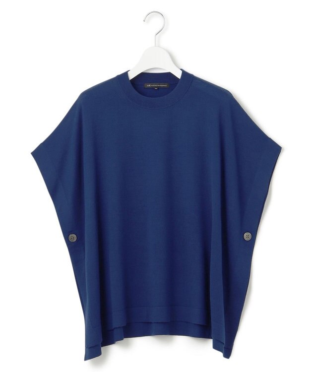 23区 【洗える】コンパクトウール ポンチョ ブルー系