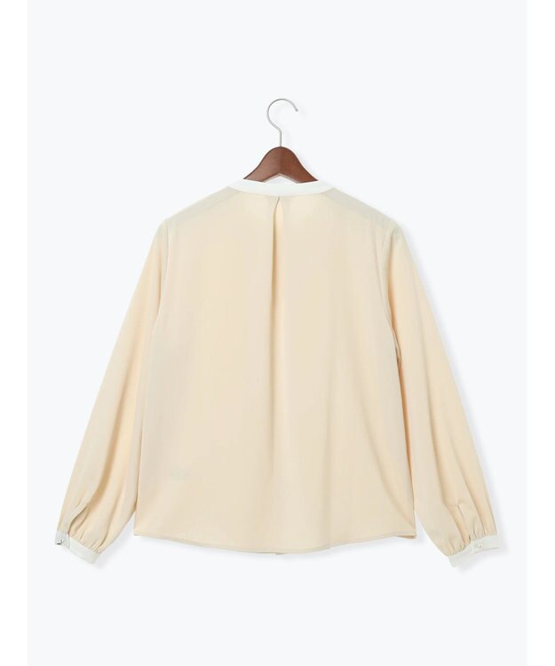 Te chichi パール釦配色タックブラウス ベージュ