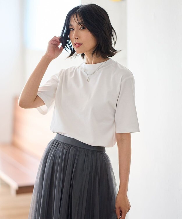 ANY 【接触冷感/UVケア】マルチファンクションモックネックTシャツ オフ