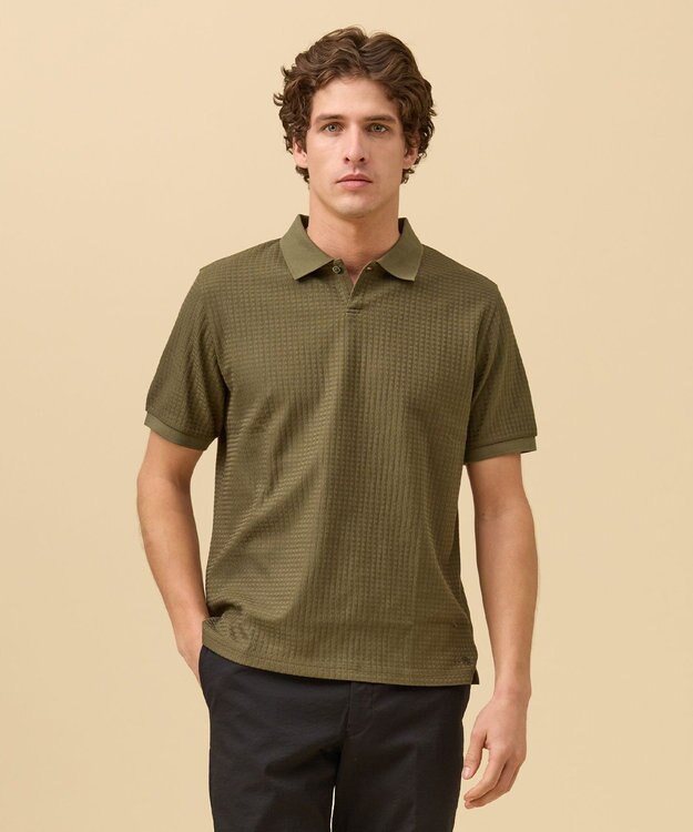 J.PRESS MEN ジャケットインの最適解【接触冷感 / 吸水速乾】【J.PRESS PREMIUM JERSEY】スキッパー ポロシャツ カーキ系