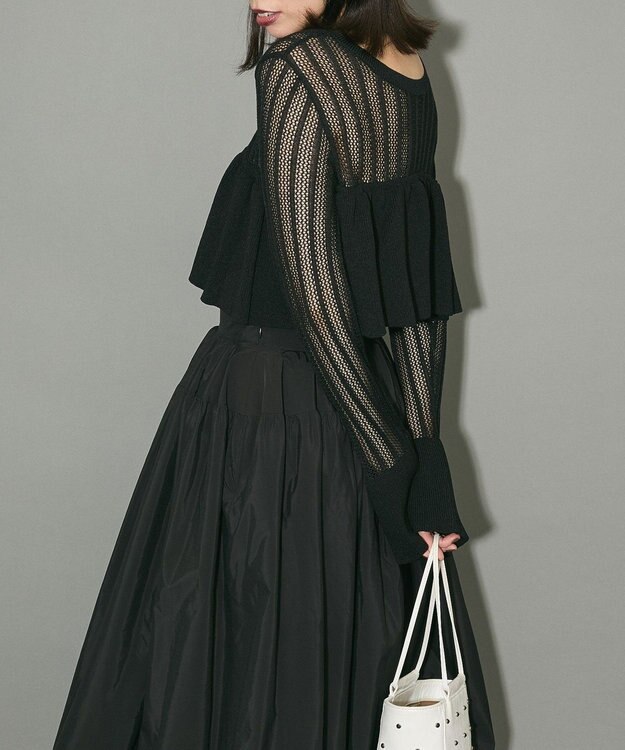 Green Parks ２ＷＡＹ　ラッフル切替ニットトップス Black