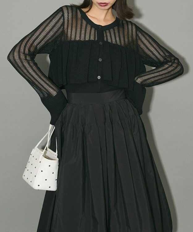 Green Parks ２ＷＡＹ　ラッフル切替ニットトップス Black