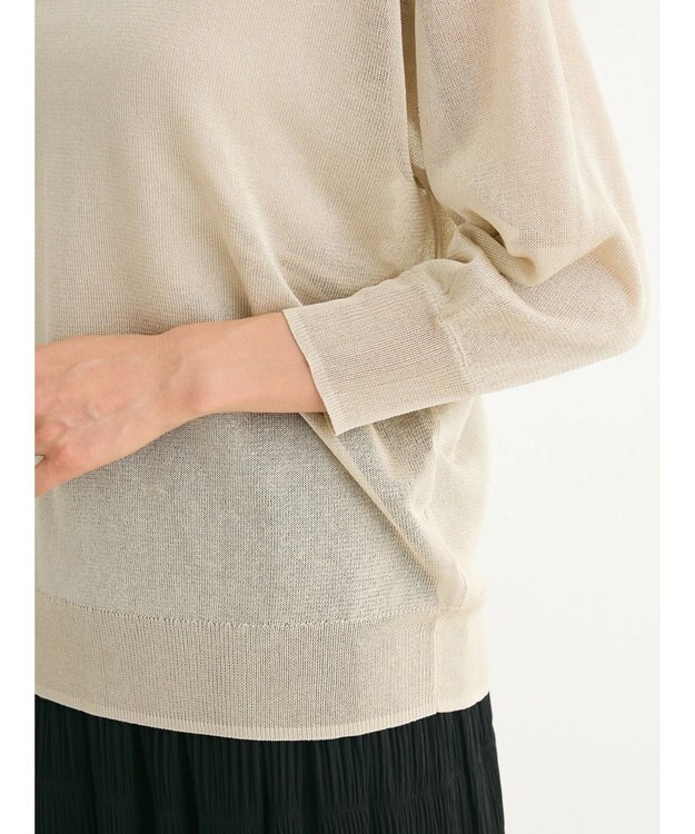 Green Parks ２ｗａｙ　７分袖ブライトシアーニットプルオーバー Beige