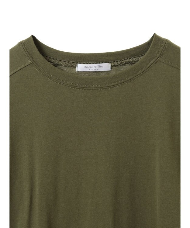 Green Parks 裾ドロスト５分袖ドッキングチュニック Khaki