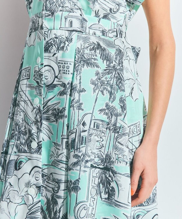 GRACE CONTINENTAL リゾートプリントツイルドレス ミント