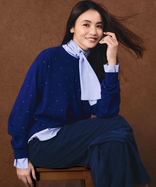 23区 L 【WEB＆一部店舗限定カラーあり/滝沢眞規子さん着用】クリスタルホットフィット ニット ブルー系