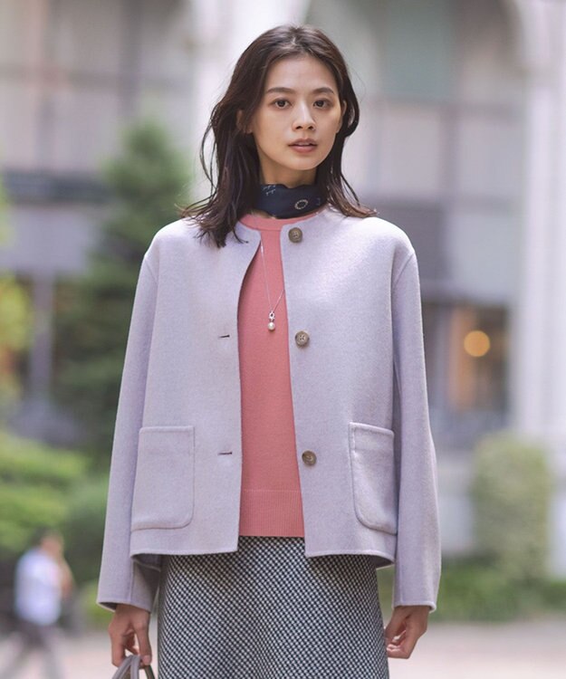 J.PRESS LADIES L 【リバーシブル】ウールナイロン リバー ショート コート ベージュ系