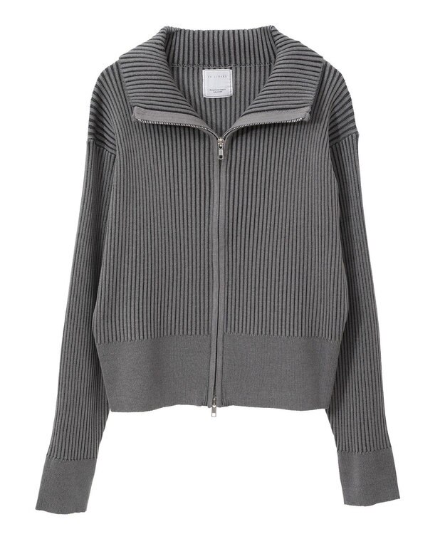 Green Parks 配色リブＺｉｐニットカーディガン Gray