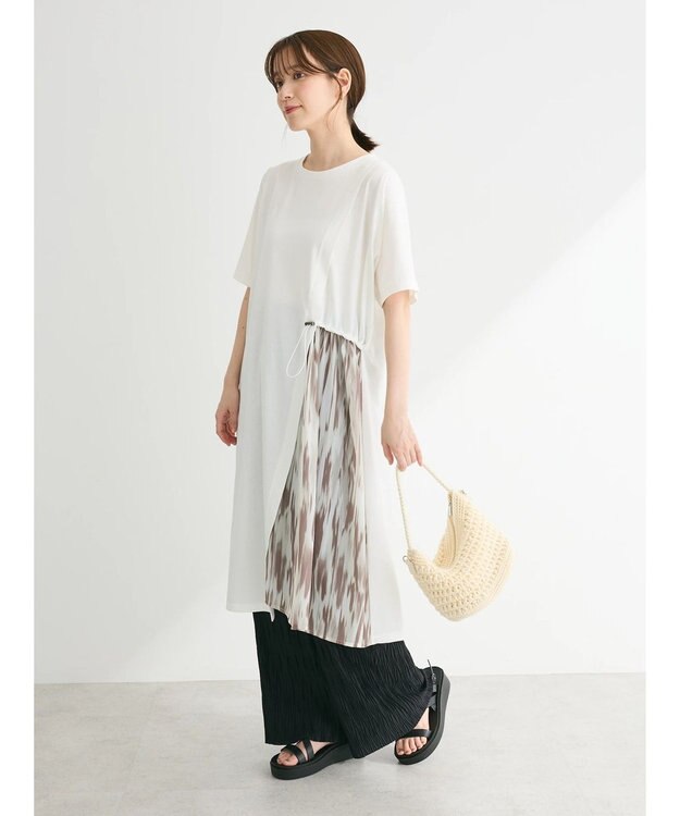 Green Parks 柄シアードッキングワンピース Off White