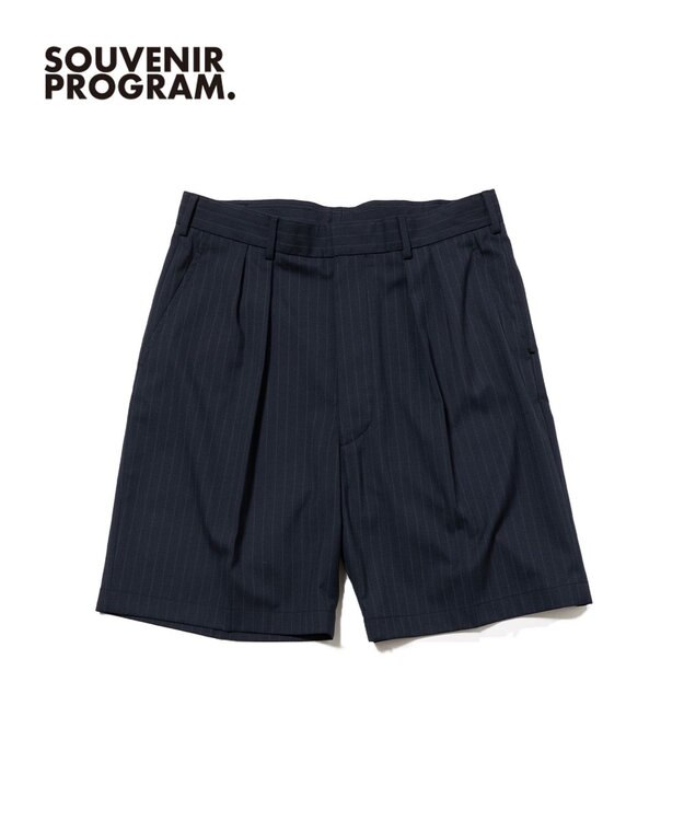 J.PRESS MEN 【J.PRESS ORIGINALS】【UNISEX】Stretch Stripe Archive 2Tuck Shorts ネイビー系1