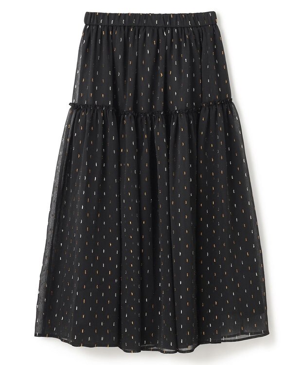 UNFILO ラメリンクルシフォン スカート ブラック