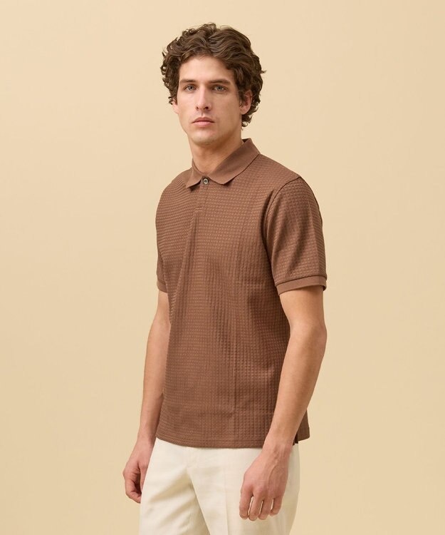 J.PRESS MEN ジャケットインの最適解【接触冷感 / 吸水速乾】【J.PRESS PREMIUM JERSEY】スキッパー ポロシャツ ブラウン系