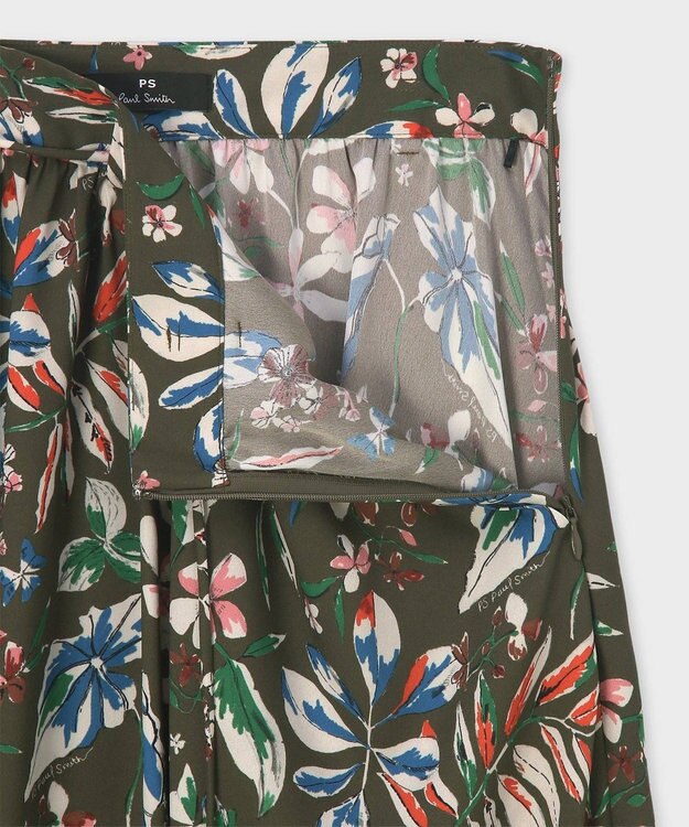 Paul Smith Number Floral ギャザースカート カーキ