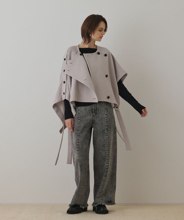 GRACE CONTINENTAL ライトビーバーポンチョ ベージュ