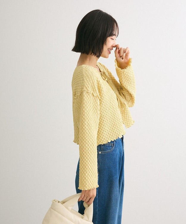 Green Parks ポコポコショート丈カーディガン Lime Green