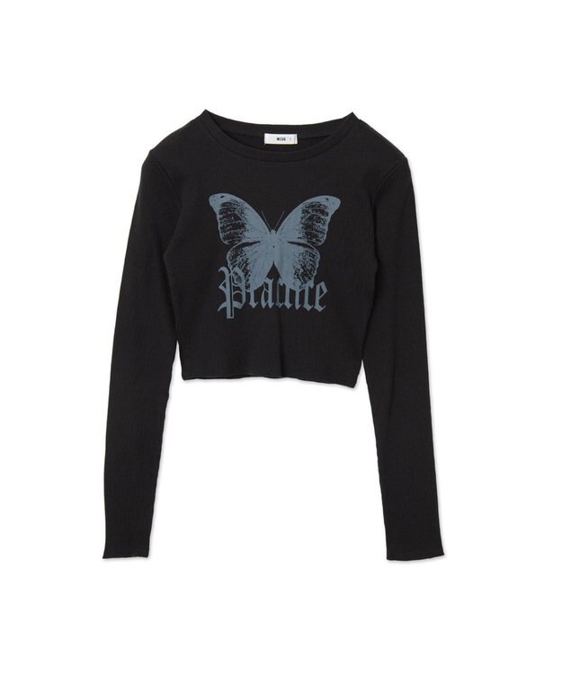 WEGO バタフライプリントロンT ブラック