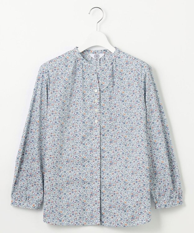 J.PRESS LADIES L 【洗える】Liberty Lilibet＆Hannah Rose バンドカラー ブラウス ブルー系5