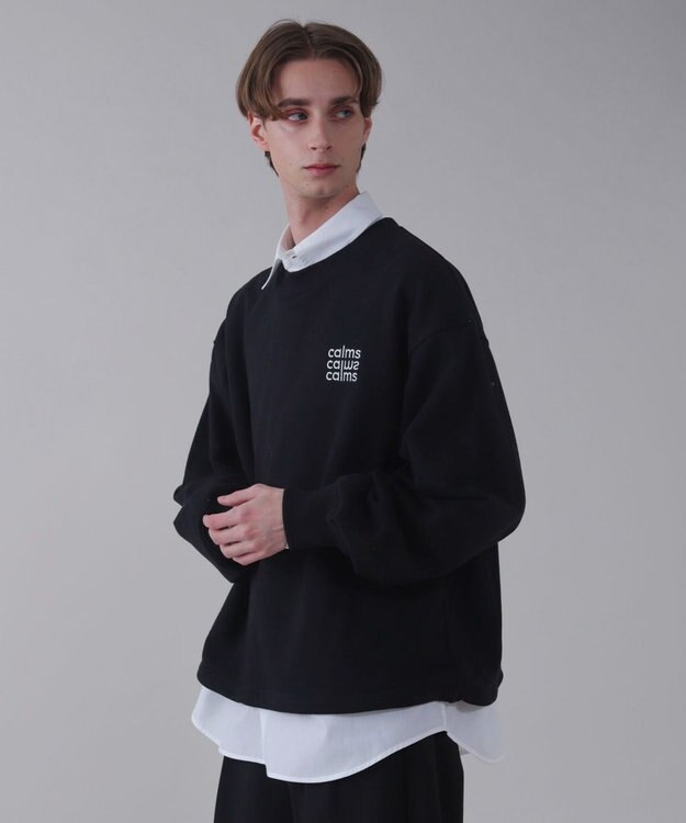 WEGO 【ユニセックス着用ITEM】ショートドロストワンポイント刺繍プルオーバー ブラック