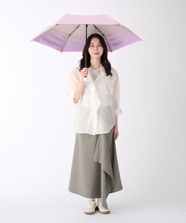 MOONBAT ハニカム断熱パラソル グラデーション 折りたたみ傘 晴雨兼用 日傘 一級遮光 UV ペールピンク